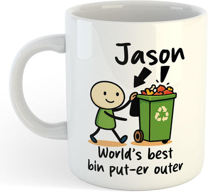 11oz Mug | Personalised World's Best Bin Put-er Outer | Printed Funny Gift Idea Cup Tea Coffee