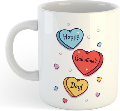 11oz Mug | Happy Galentine's Day Hearts | Printed Funny Gift Idea Cup Tea Coffee
