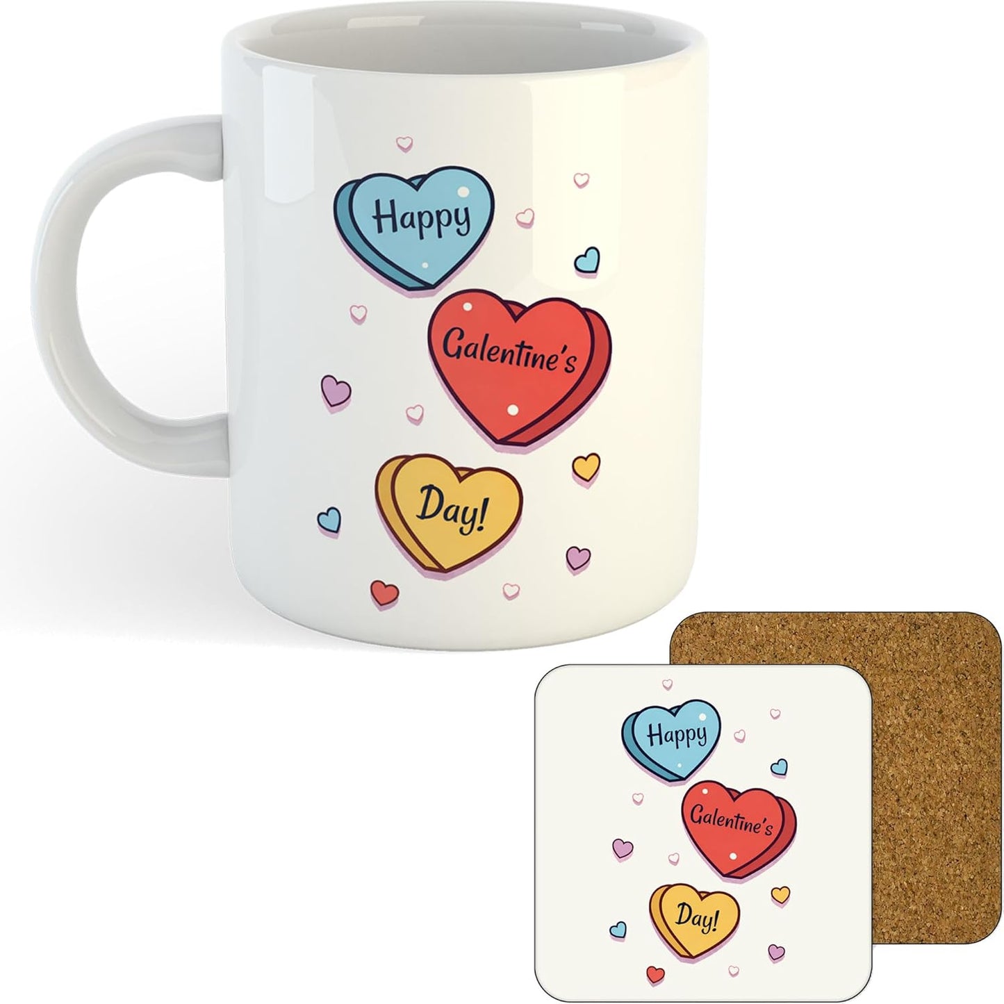 11oz Mug | Happy Galentine's Day Hearts | Printed Funny Gift Idea Cup Tea Coffee