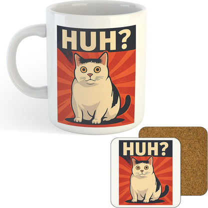 11oz Mug | Cat Meme Huh V1 | Printed Funny Gift Idea Cup Tea Coffee