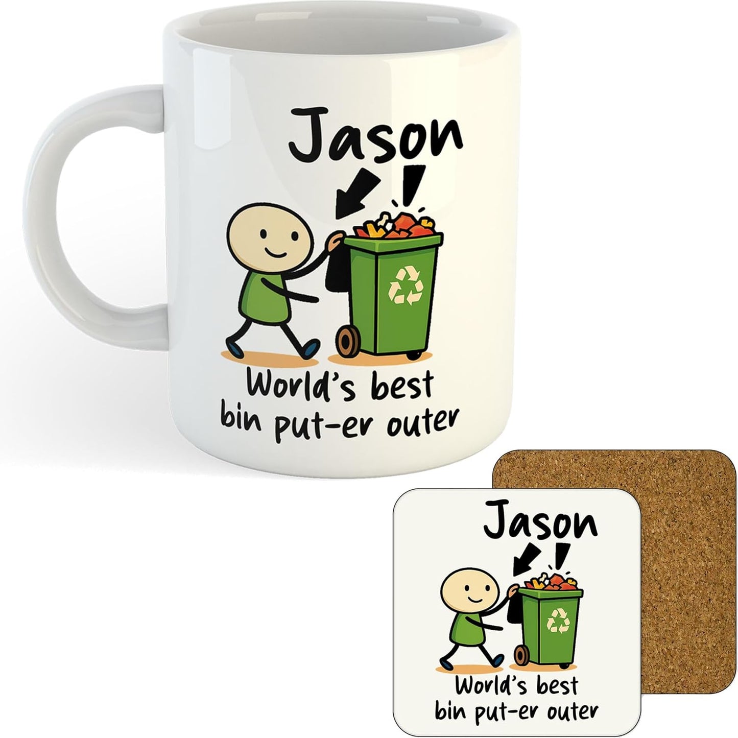11oz Mug | Personalised World's Best Bin Put-er Outer | Printed Funny Gift Idea Cup Tea Coffee
