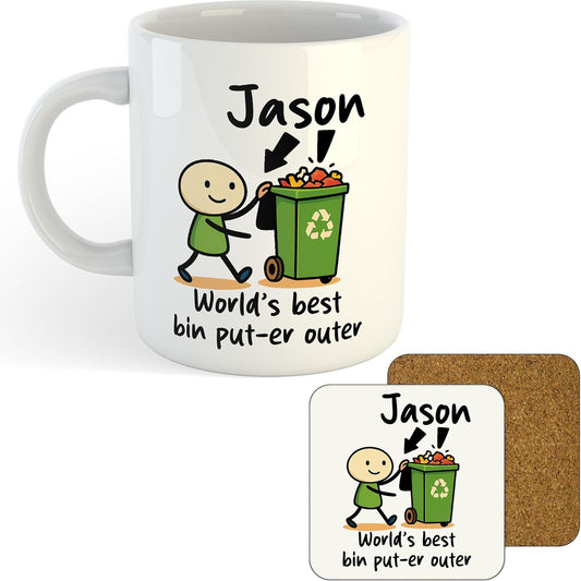 11oz Mug | Personalised World's Best Bin Put-er Outer | Printed Funny Gift Idea Cup Tea Coffee