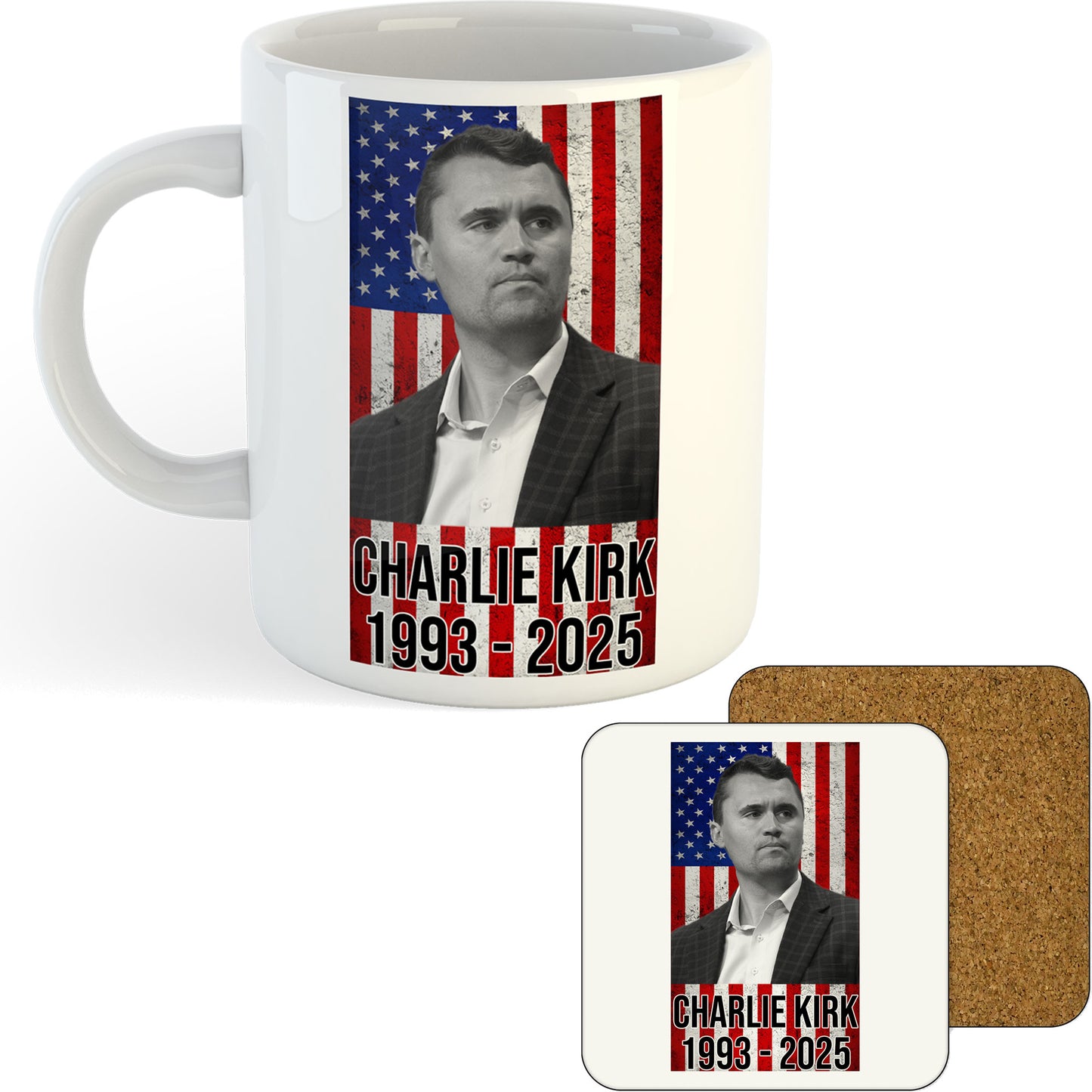 11oz Mug | Charlie Kirk Flag | Printed Funny Gift Idea Cup Tea Coffee