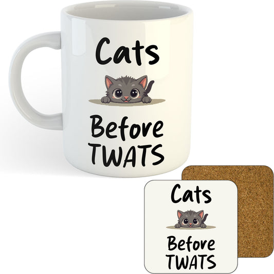 11oz Mug | Cats Before Twats | Printed Funny Gift Idea Cup Tea Coffee