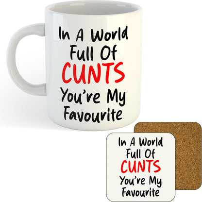 11oz Mug | In A World...Cunts | Printed Funny Gift Idea Cup Tea Coffee